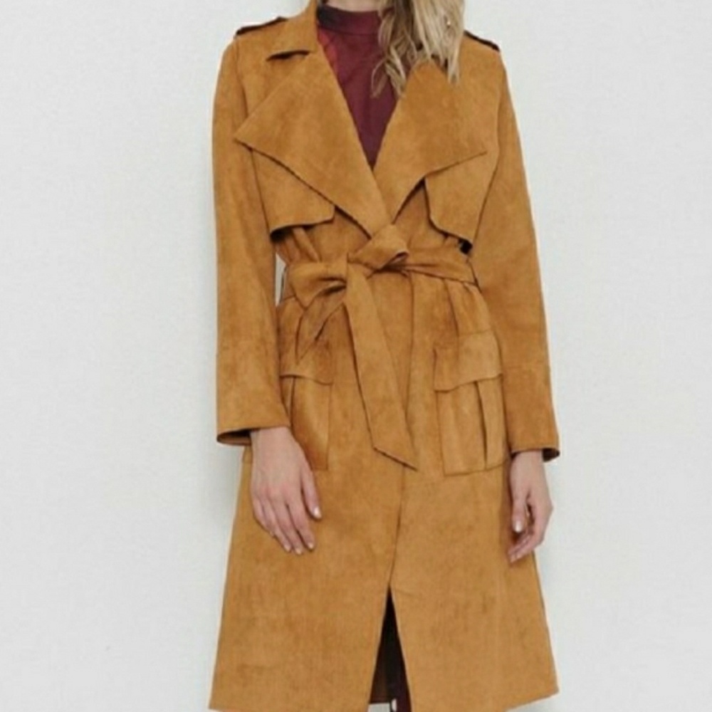 FAUX SUEDE TRENCH COAT - Picture 4 of 4